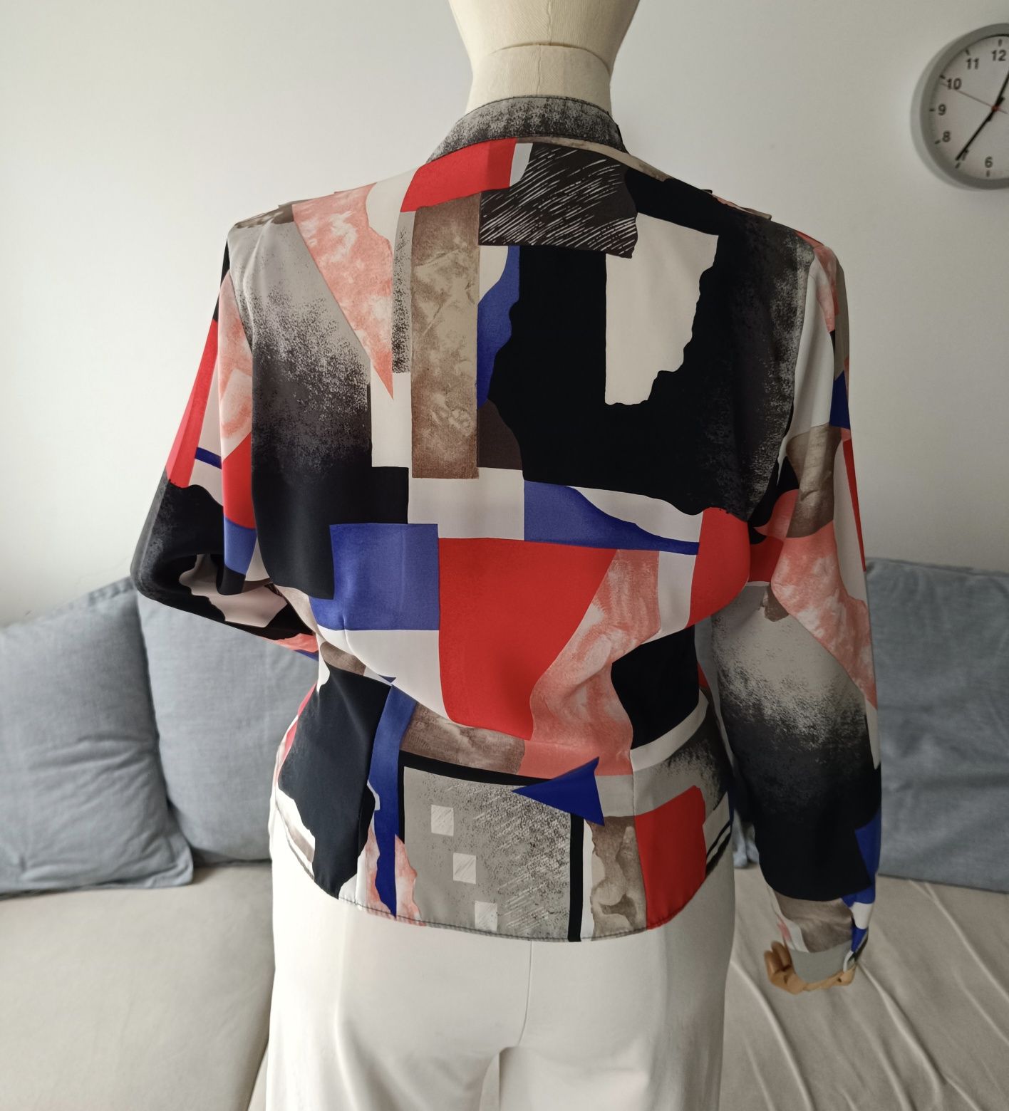 Bluzka koszula biust 55x2 L XL z lat 90 ciekawa grafika kolory urocza
