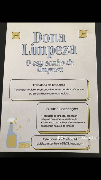 Dona Limpeza tudo o tipo em limpezas domésticas