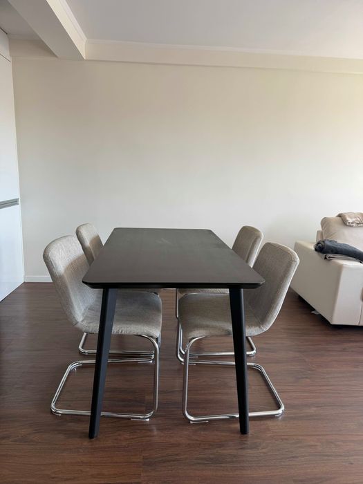 Set with dining table and four chairs, Ikea Lisabo and Lustebo