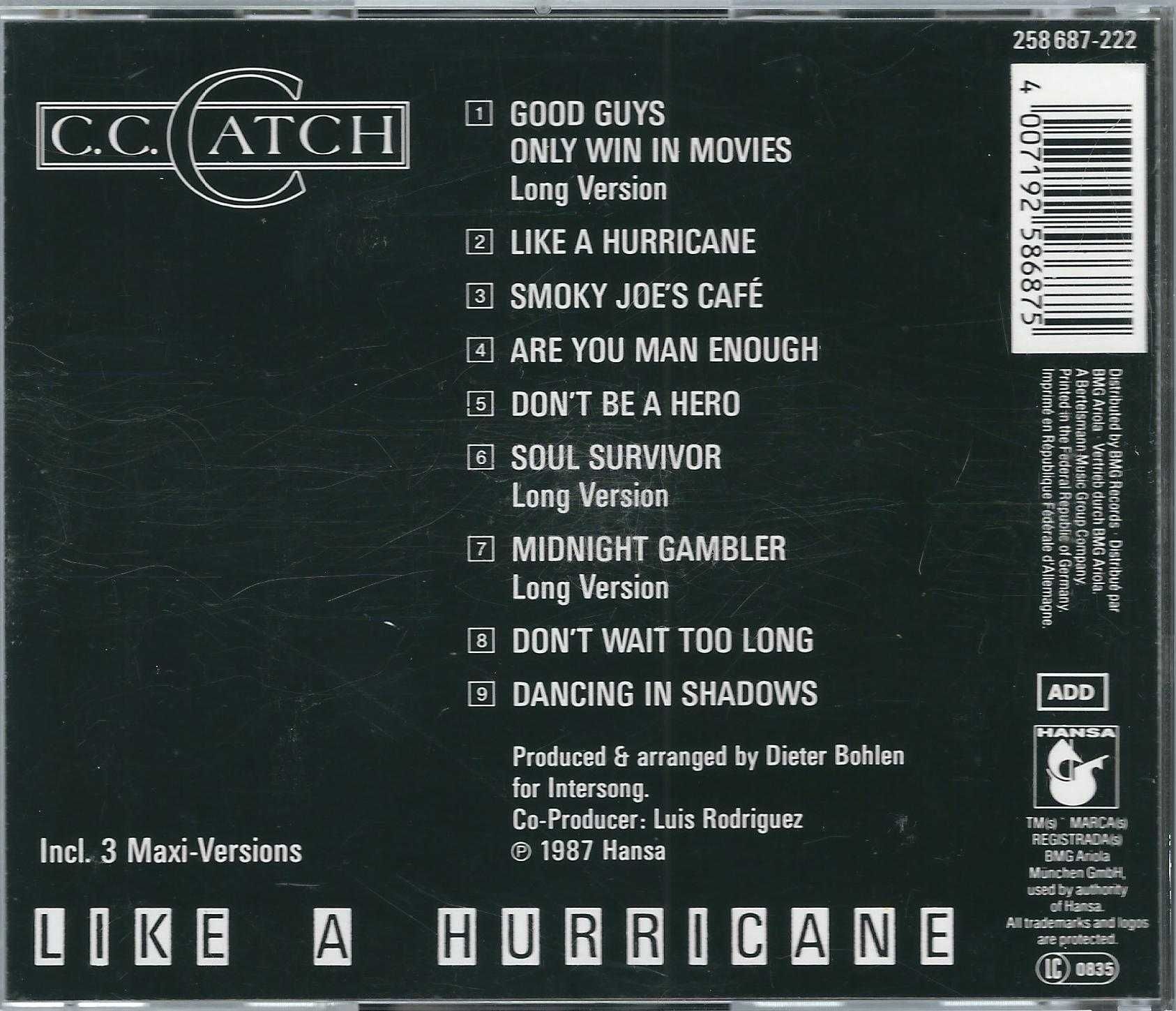 CD C.C. Catch - Like A Hurricane (1987) (Hansa)