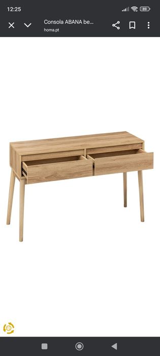Consola ABANA bege em mdf com 2 gavetas Homa

Com algumas partes danif