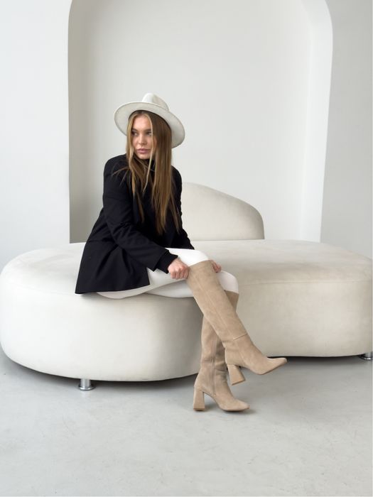 НАЙНИЖЧА ЦІНА‼️Трендові чобітки на каблуку Сапоги Італія Замша Преміум