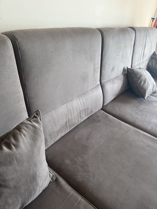 Sofá 3 lugares + Chaise Long como novo (com tecido anti gato)