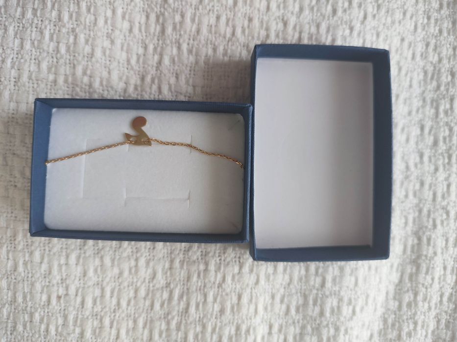 Nowa Srebrna pozłacana bransoletka nutka