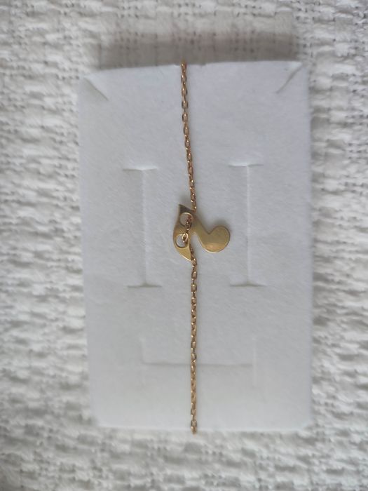 Nowa Srebrna pozłacana bransoletka nutka