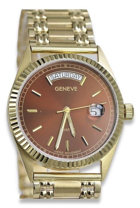 Złoty zegarek z bransoletą męski 14k Geneve mw013ydbr&mbw006y Wrocław