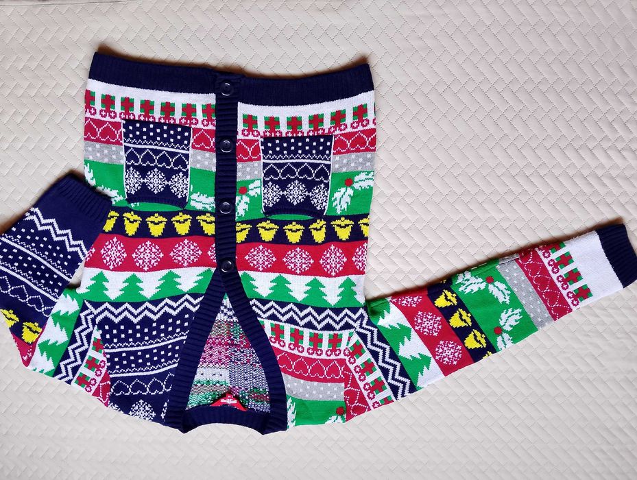 M Męski sweter świąteczny na święta kardigan rozpinany Mikołaj