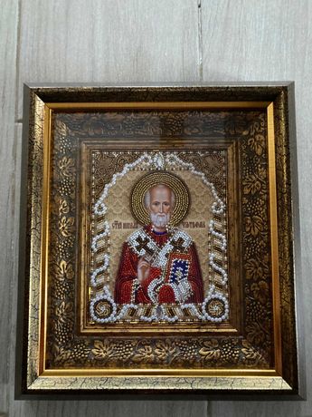 Ікона Святий Миколай Бісер / Икона Святой Николай Ручная работа