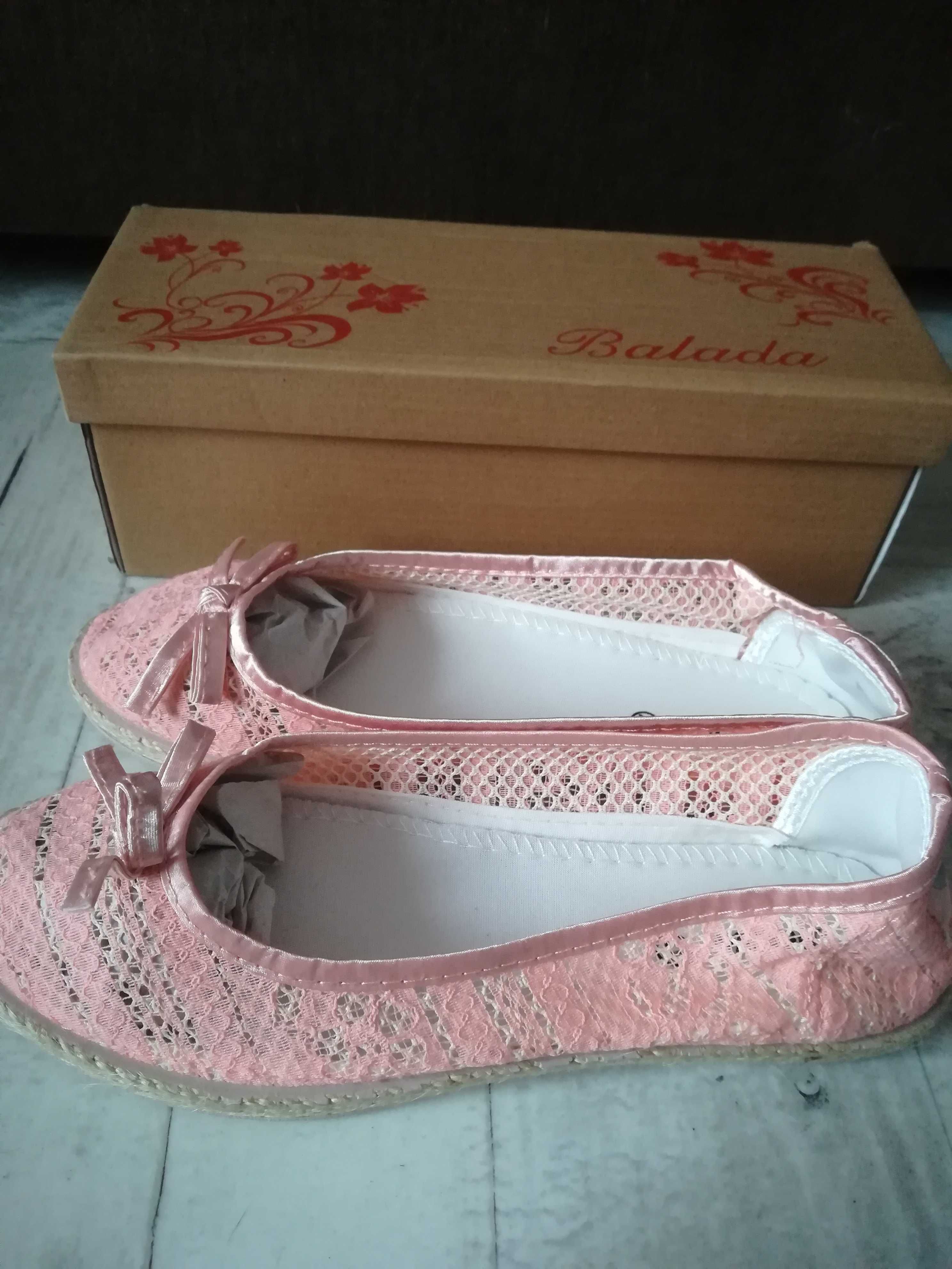 Espadryle różowe nowe 37