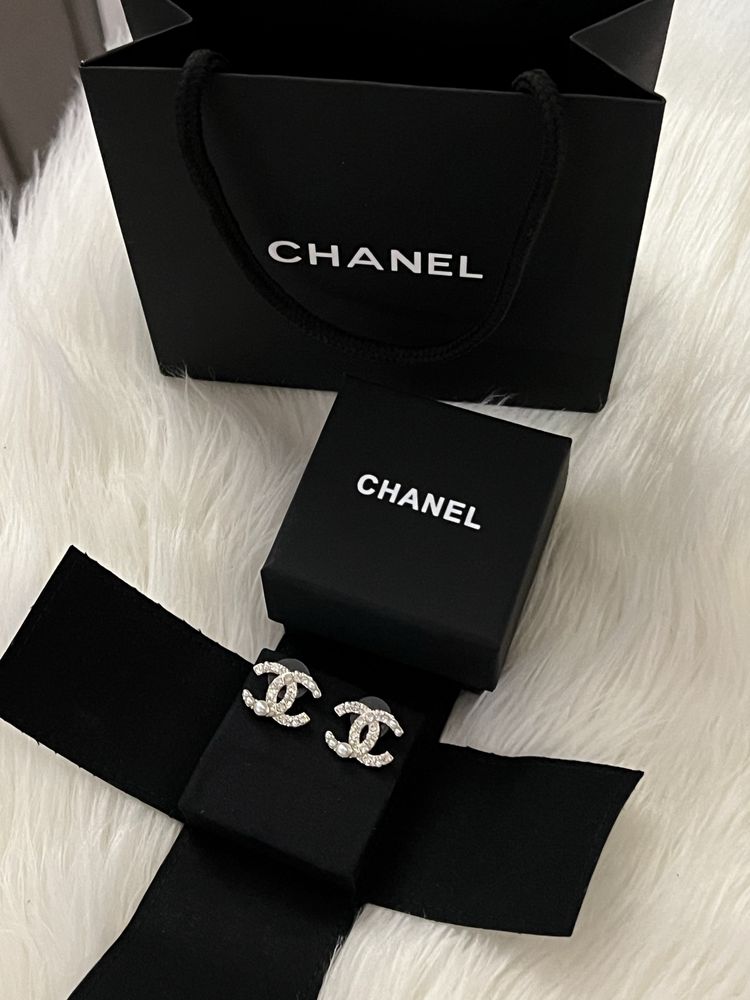 Kolczyki Chanel + komplet opakowań! EMBLEMAT
