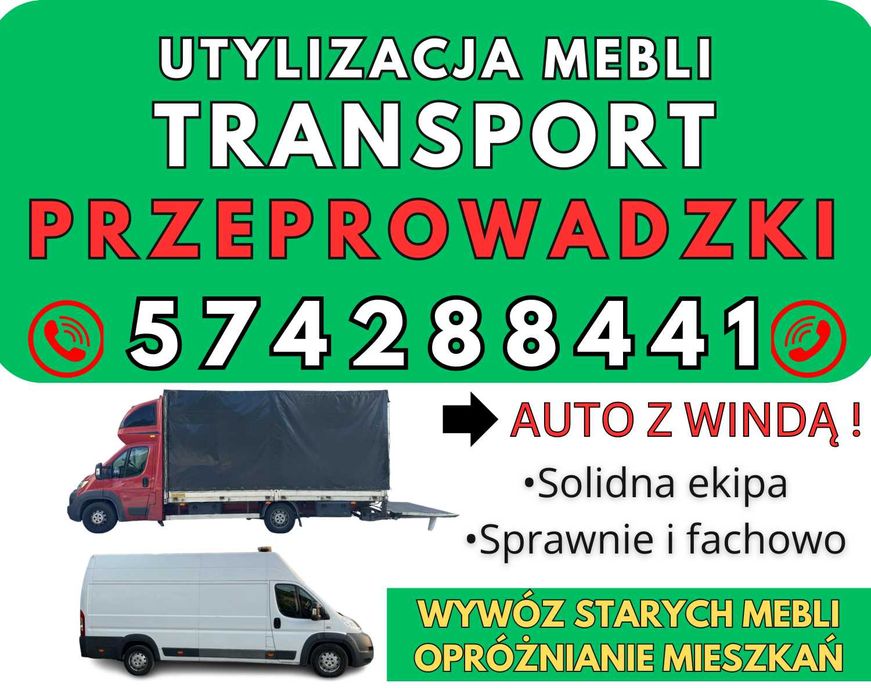 Przeprowadzki Transport Utylizacja Wywóz mebli Łódź Tanio AUTO Z WINDĄ