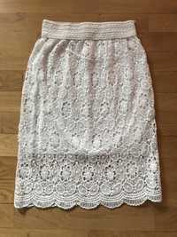 Biała haftowana sukienka M, midi