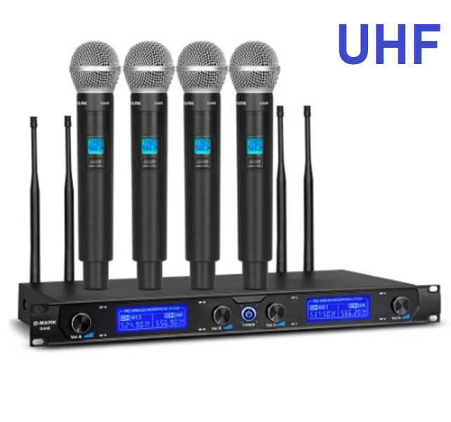 Kit Receptor Multicanal + 4x Mic sem Fios UHF Digital 4 Canais