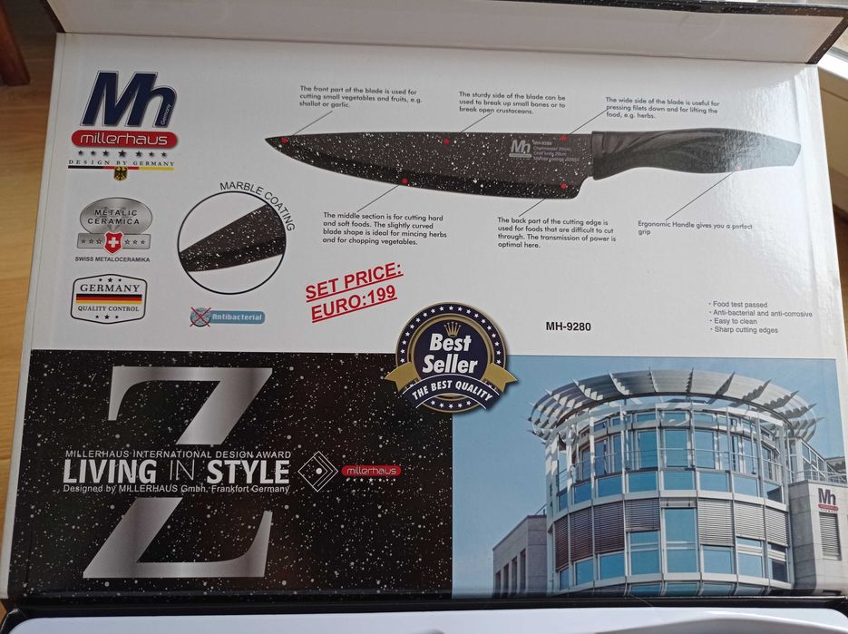 Zestaw 5 szt. noży Millerhaus + obieraczka