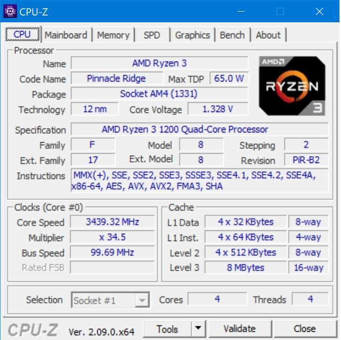 Процессор Ryzen 3 1200 AF AM4 Гарантія до 09.2024