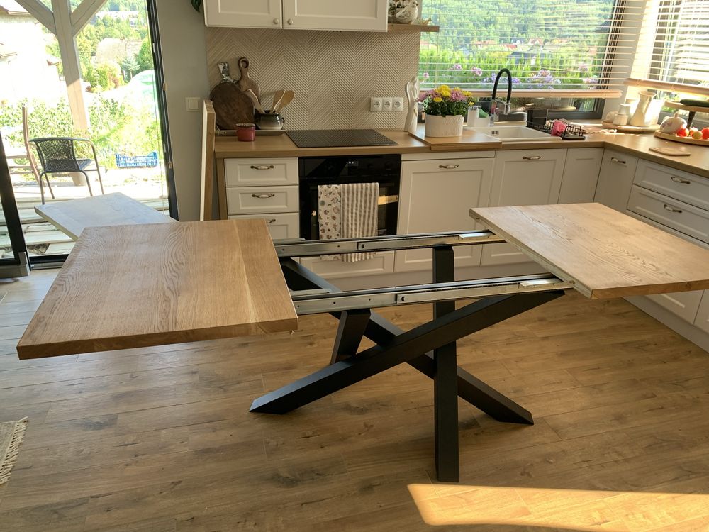 Stół dębowy rozkładany 140/240cm Loft Nowoczesna noga