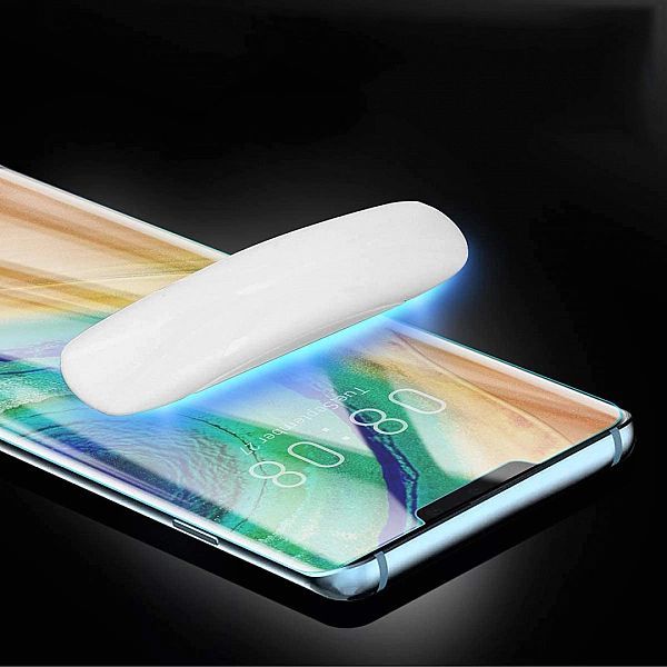 Szkło Hartowane Zaokrąglone Uv do Huawei Mate 30 Pro + Lampa Uv