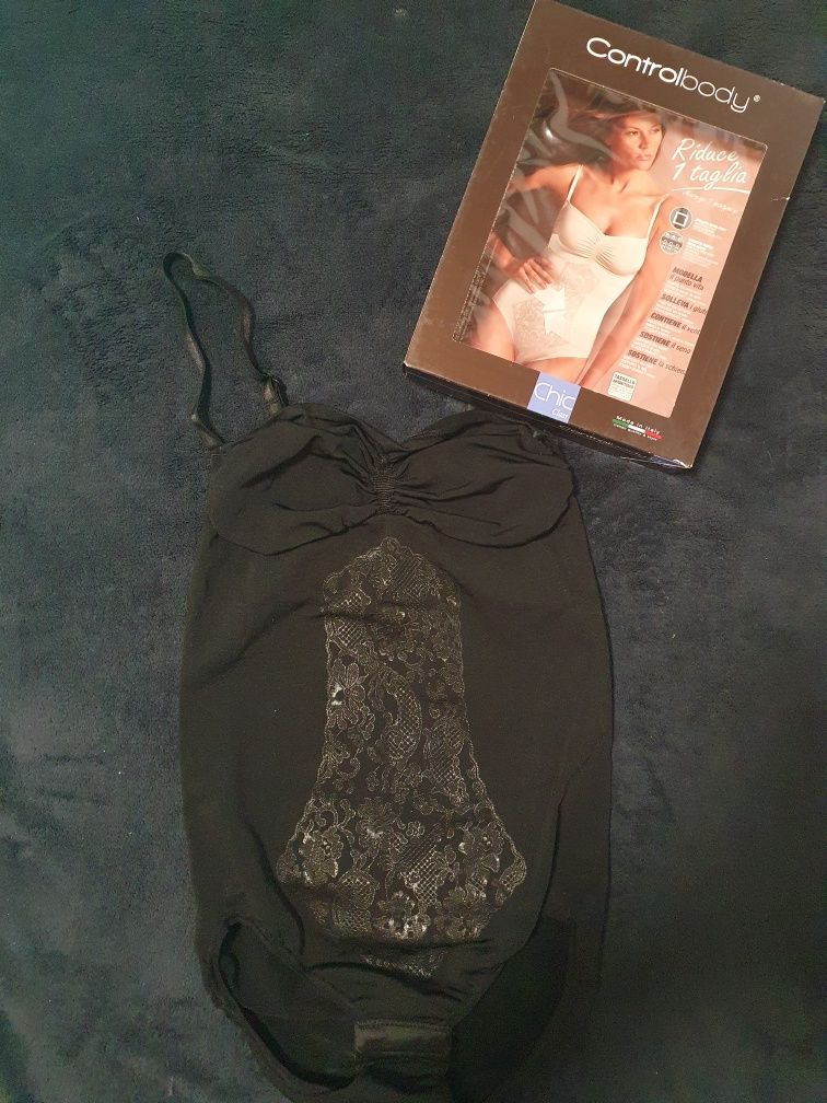Eleganckie wyszczuplające body. Controlbody. Nowe Czarne Rozmiar M/L