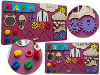 Tablica Manipulacyjna Sensoryczna Montessori Personalizowana Różowa