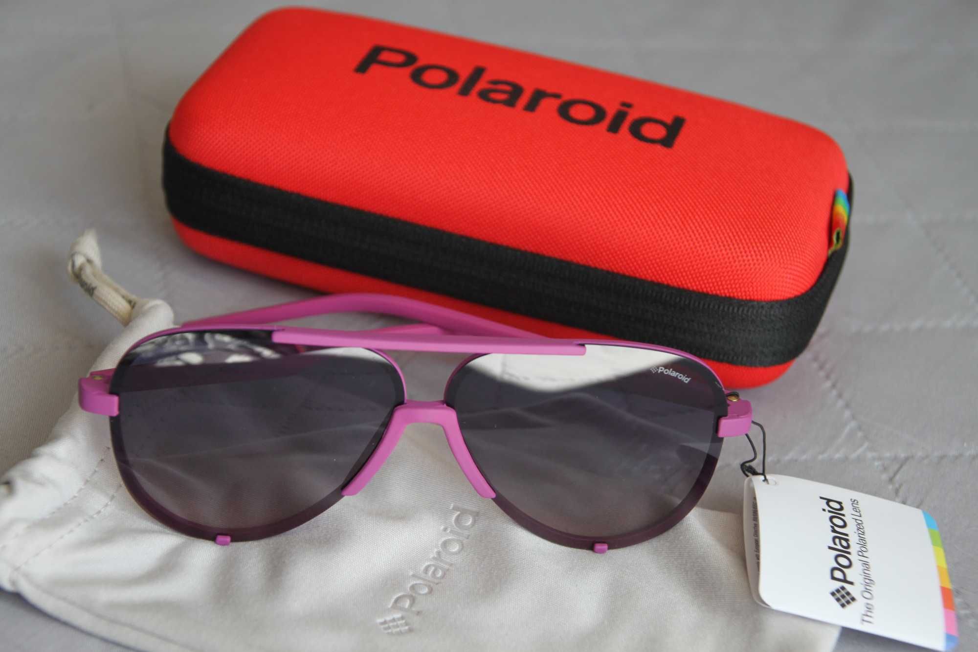 Polaroid, nowe różowe/fioletowe okulary przeciwsłoneczne