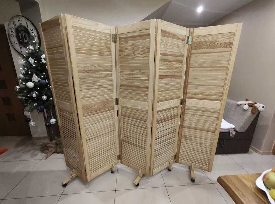 Parawan drewniany rozkładany sosnowy 5 skrzydeł 223 cm