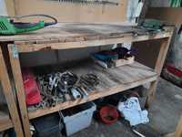 drewniany duży roboczy stół garaż ogród