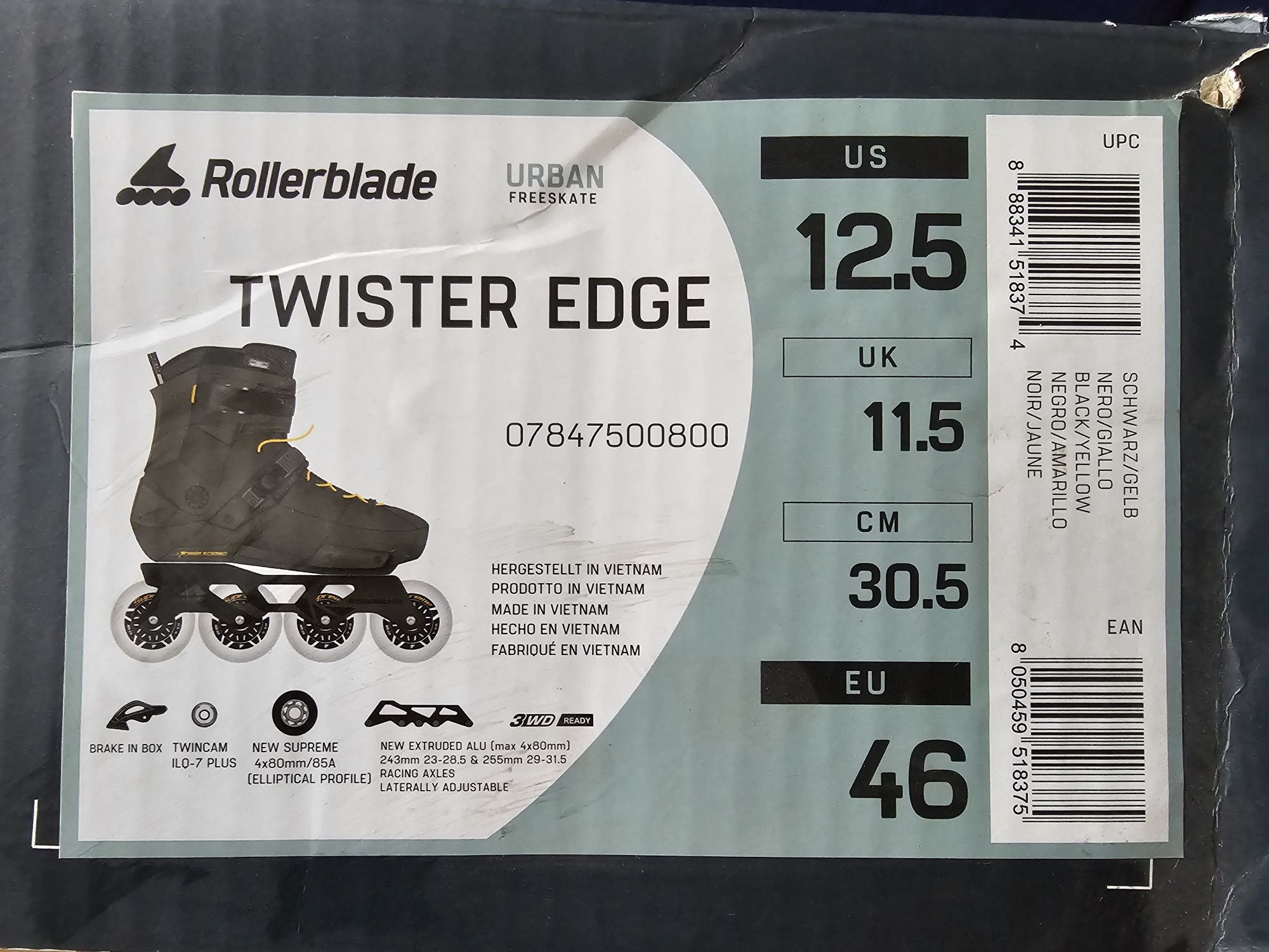 ROLKI ROLLERBLADE TWISTER EDGE * rozmiar 46 * (30.5 cm) * wysyłka *