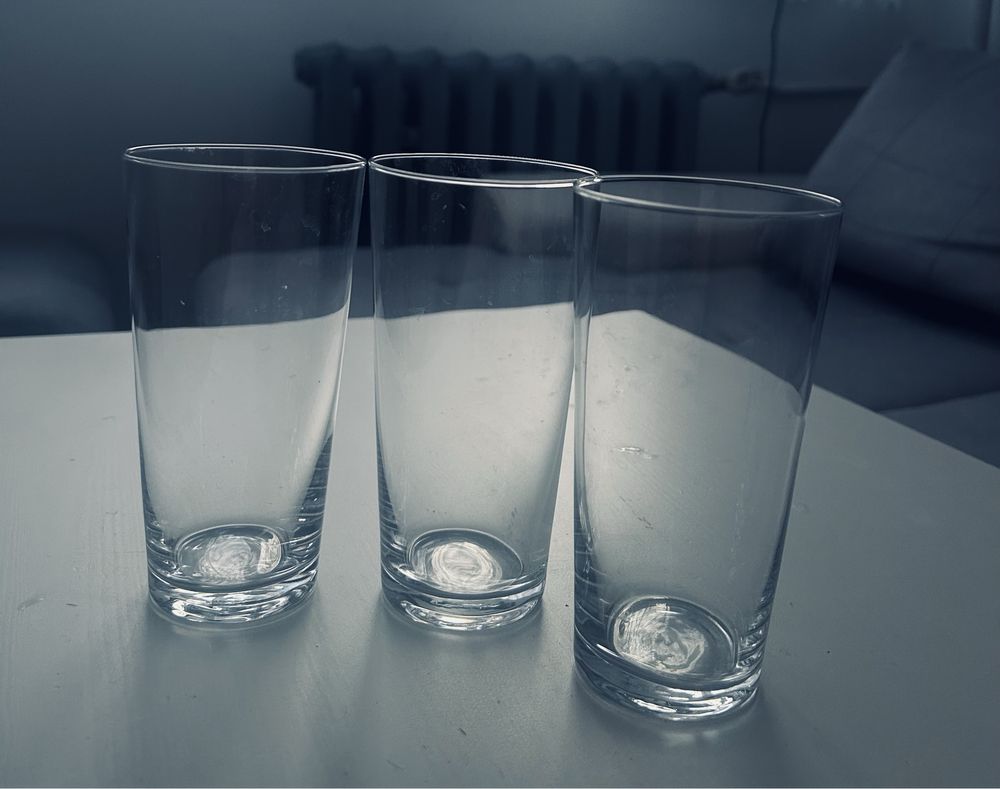 3 szklanki wysokie,cienkie szklo