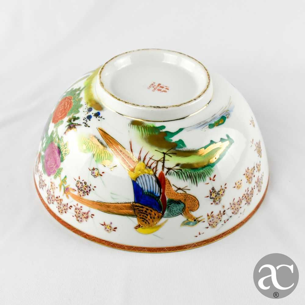 Taça porcelana da China, decoração faisões e flores, Circa 1970