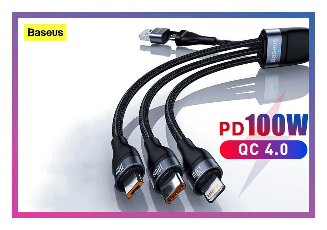 Кабель 4в1 USB/Type-C на Lightning MicroUSB Type-C 100W Baseus