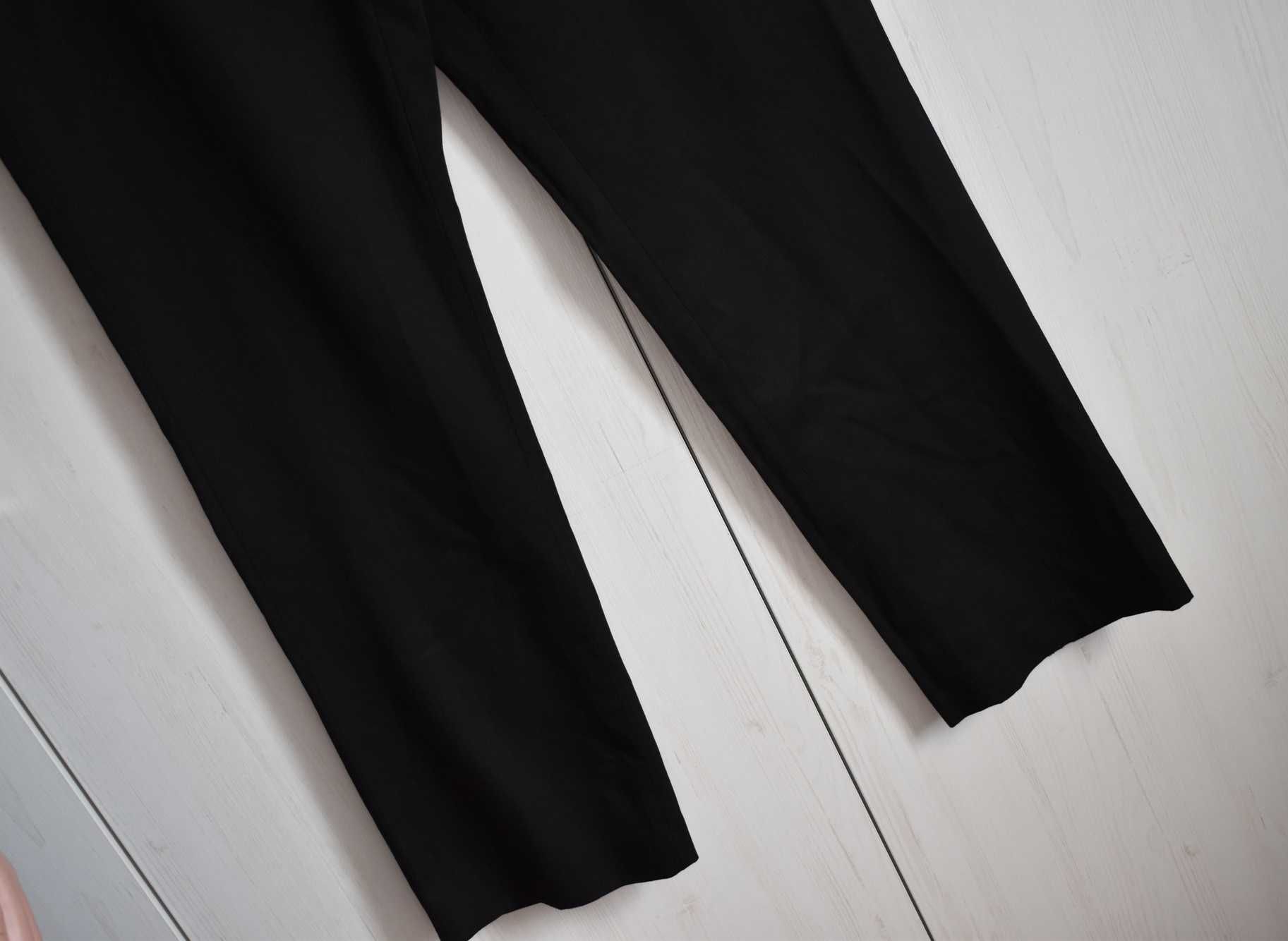 Spodnie materiałowe eleganckie 40R XL garniturowe kanty biurowe czarne