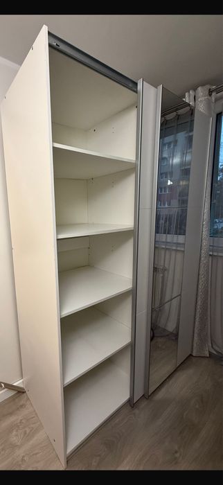 Szafa BAstia150 2D  biała przesuwna z lustrem