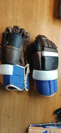 Хоккейные перчатки краги СССР, кожаные, для подростка или взрослого