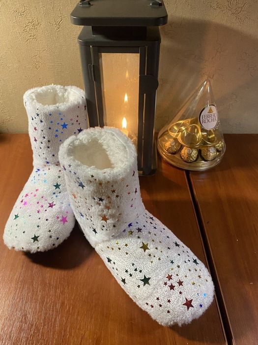 Домашние сапожки тапочки с блёстками