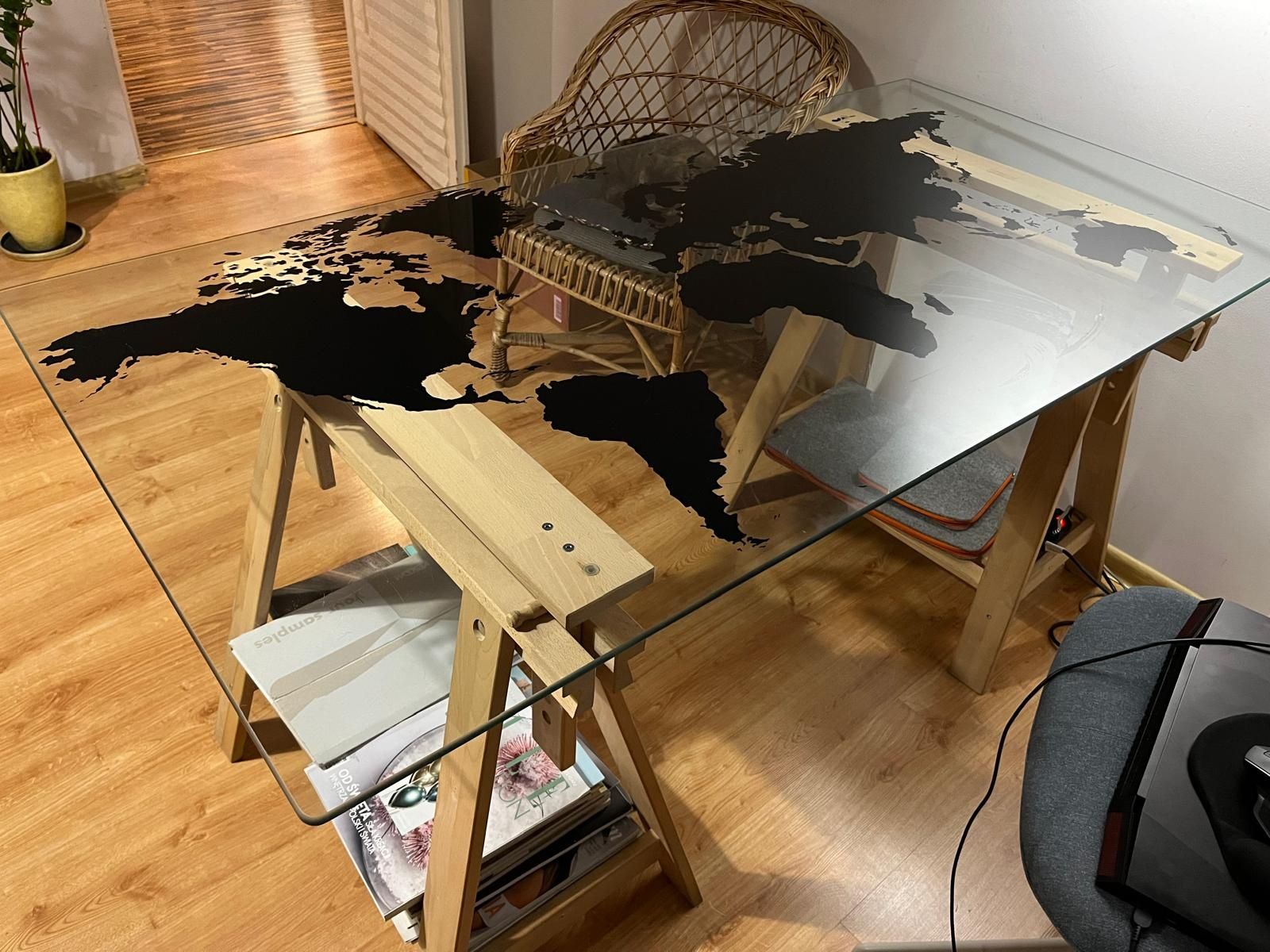 Stół Ikea kozioł brzoza blat szklany