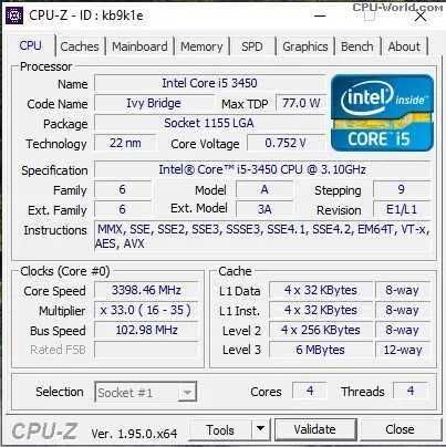 Intel Core I5 3450