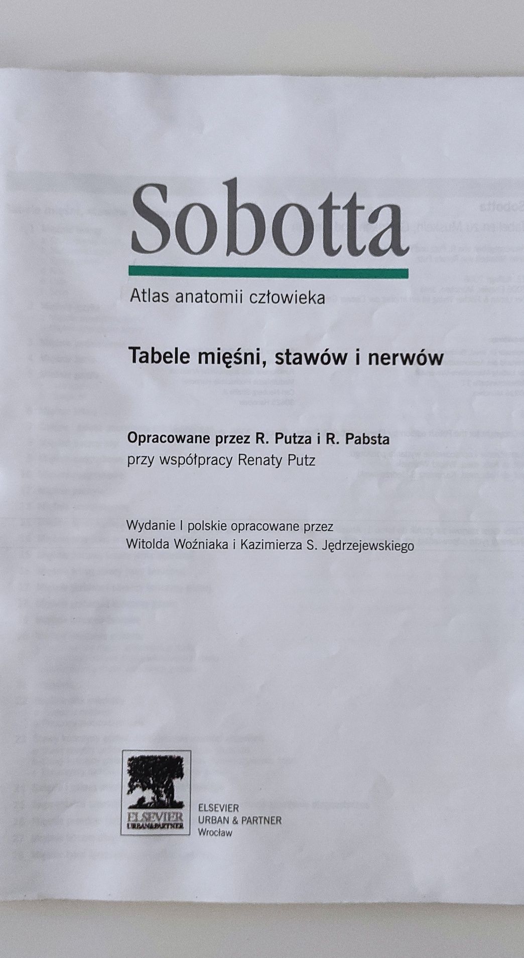 Sobotta Atlas anatomii człowieka tabele mięśni