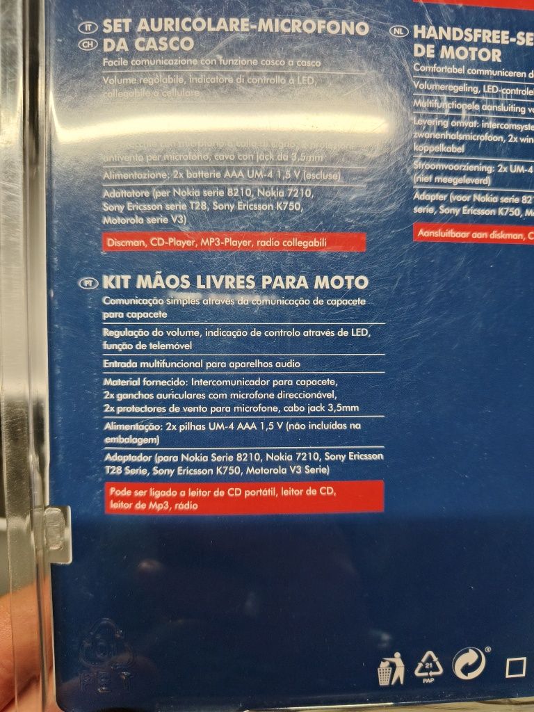 Kit mãos livres para moto