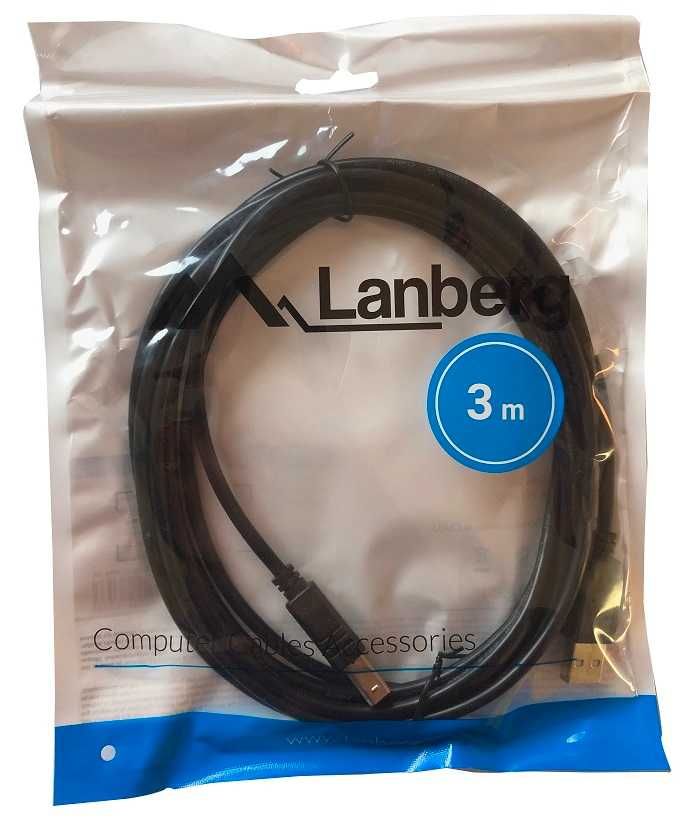 Kabel do drukarki skanera USB 2.0 AM-BM 3m Lanberg Ferry * Video-Play
