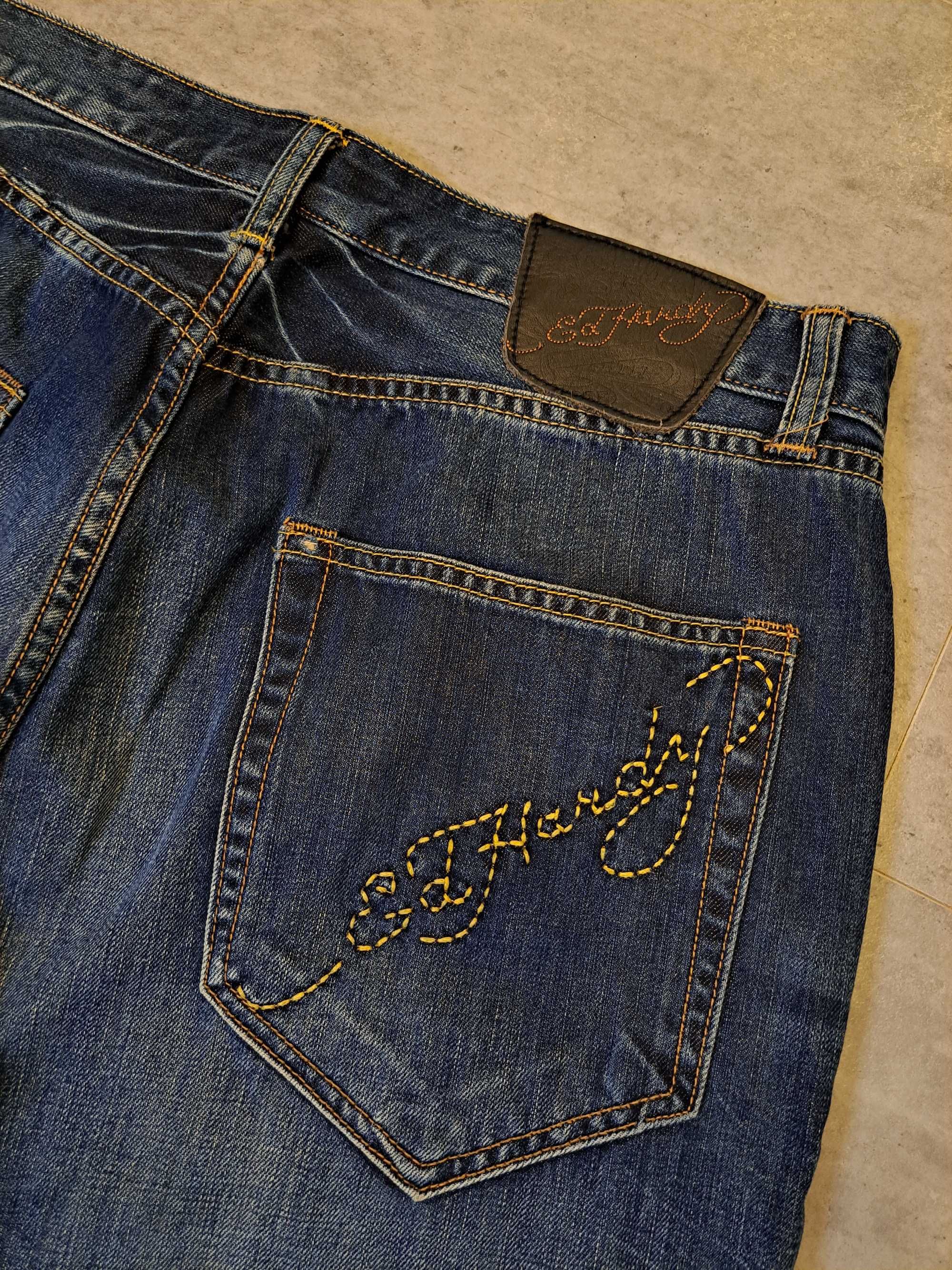 Spodnie Dżinsowe Ed Hardy Jeansy Haftowane Logo Christian Audigier