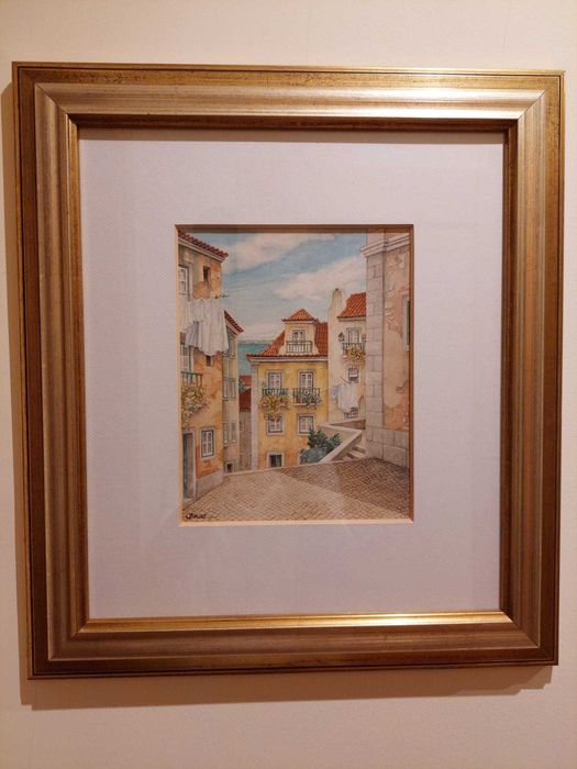 Aguarela de João Braz, com moldura