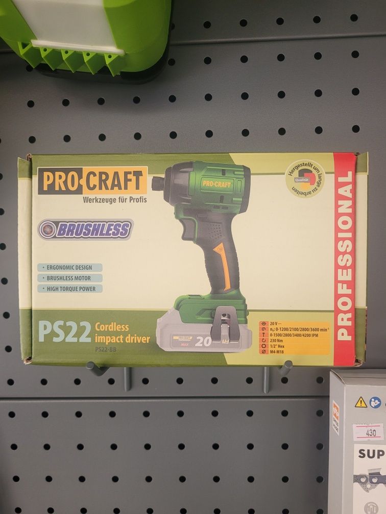 Акумуляторний гвинтоверт Procraft PS22 (безщітковий, без АКБ і ЗП)
