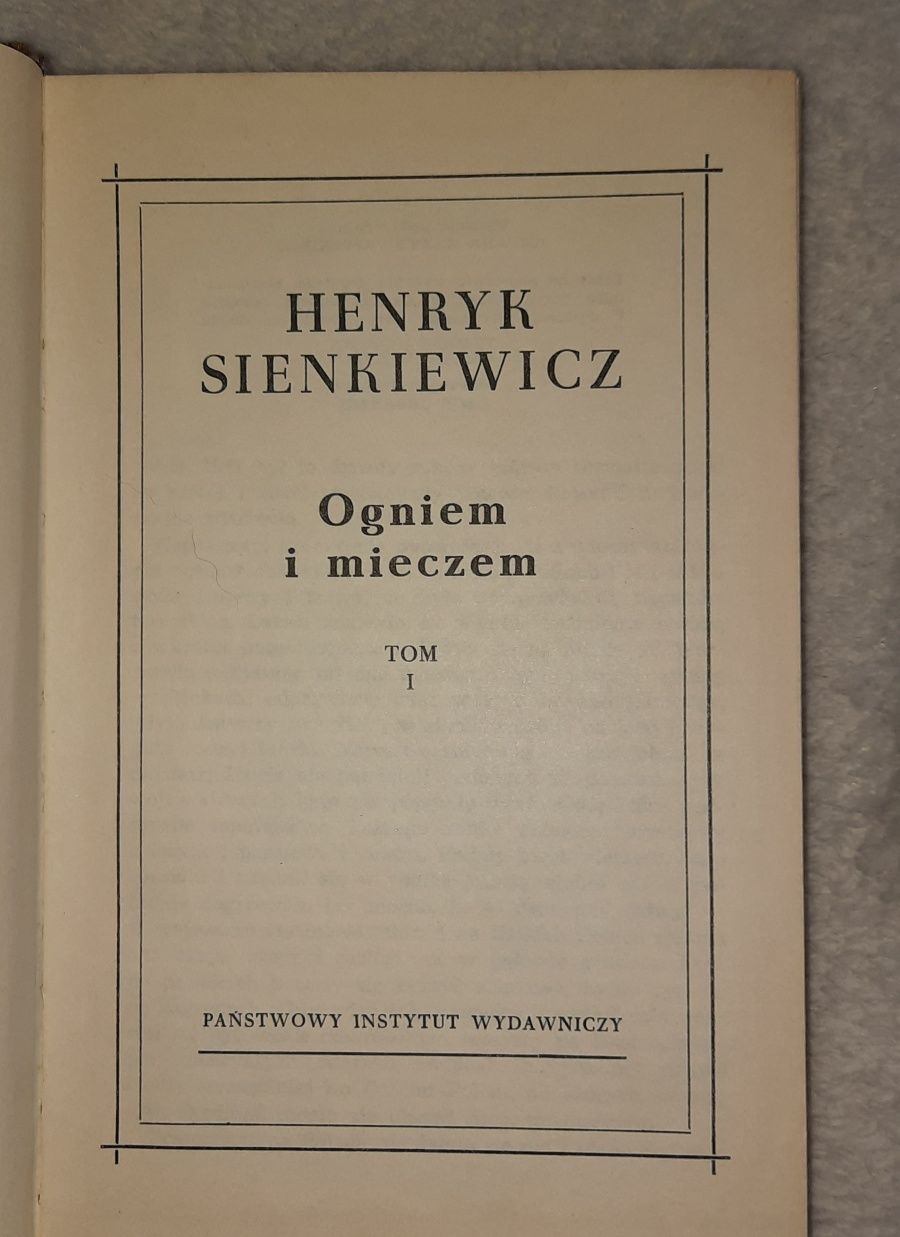 Ogniem i mieczem Henryk Sienkiewicz książka 1968 lektura tom 1 tom 2