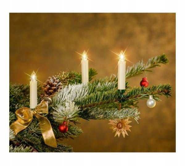 Cвічки БІЛІ ТЕПЛІ з кліпсами на ялинку 20 шт бездротові