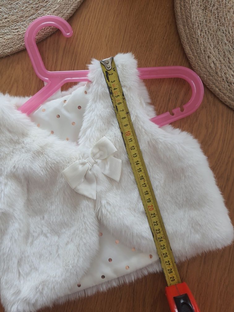 Futerko, kamizelka, bezrękawnik, h&m, chrzest, białe, rozmiar 80