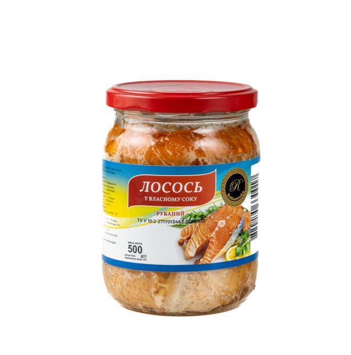 Лосось у власному соку 500г | Рубаний | Консервований | Натуральний |