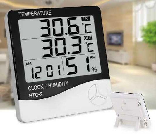 Цифровой Термометр Гигрометр HTC-2 Часы электронные