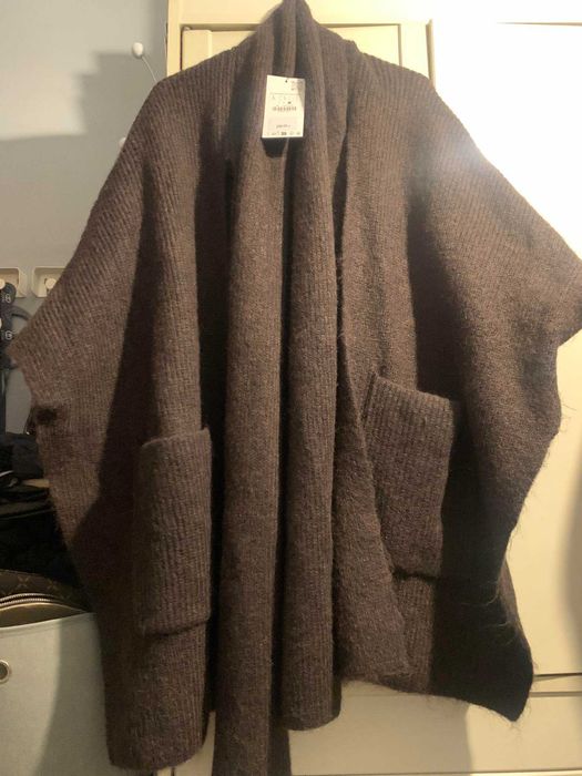 ZARA długi płaszcz sweter kardigan wdzianko narzutka oversize gruby