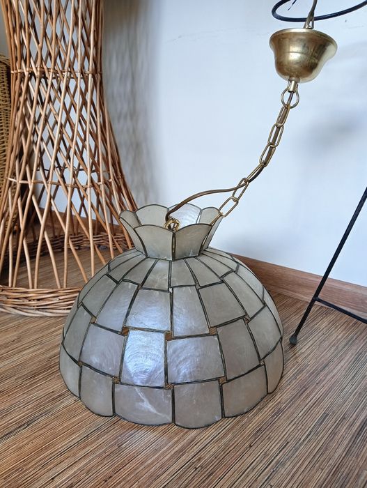 Stara lampa masa perłowa witraż PRL vintage