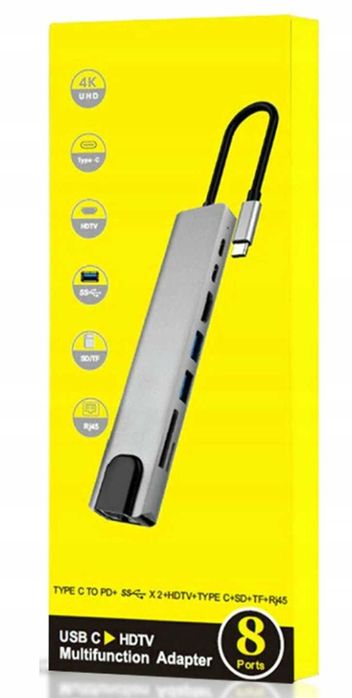 Rozdzielacz Adapter HUB USB-C 8 w 1 HDMI  uniwersalny